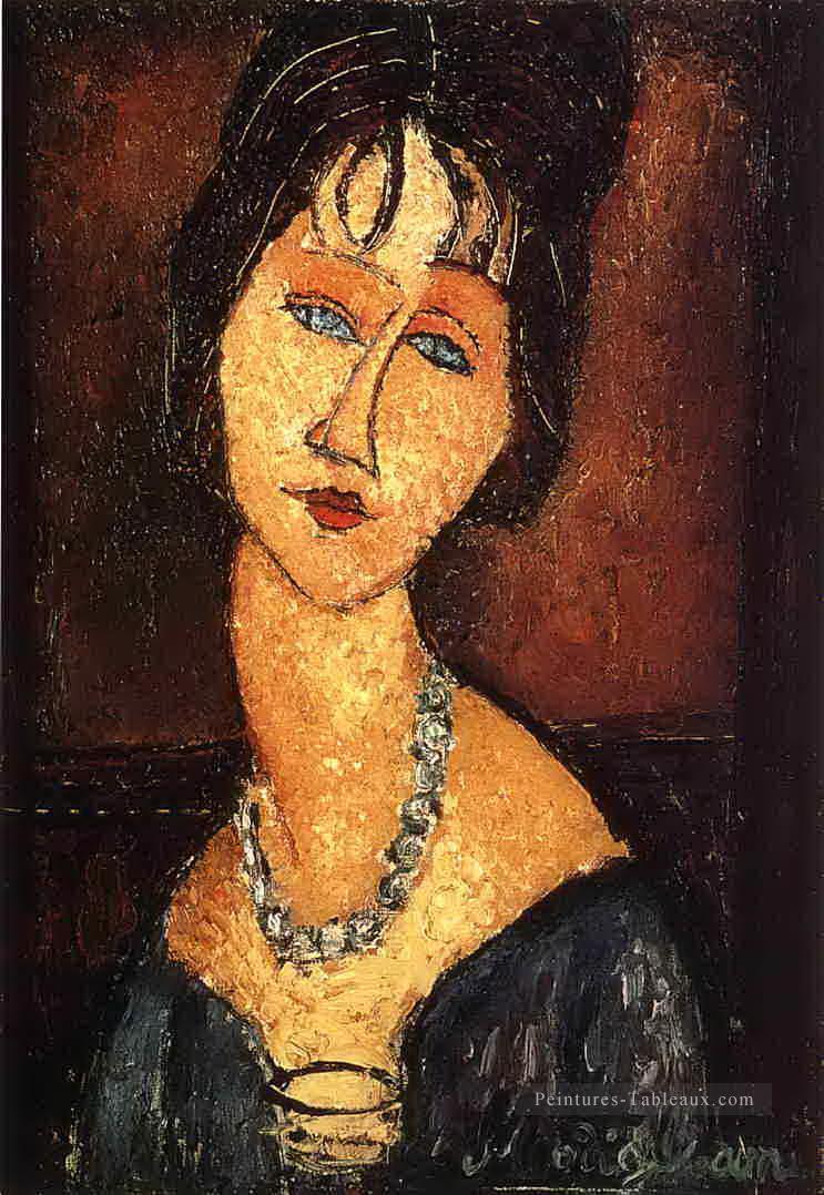 jeanne hebuterne avec collier 1917 Amedeo Modigliani Peintures à l'huile